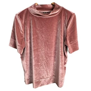 Anthropologie Crushed Velvet Dusty Rose Mock Neck Top Romantic Fairy Size M - Bild 1 von 10
