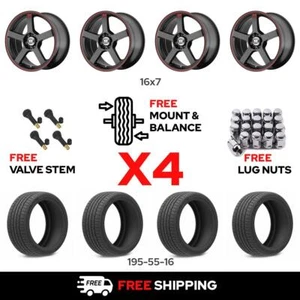 16" MOTEGI RACING MR116 FS5 w/ 195/55R16 Wheel & Tire for 2014 MINI Cooper - Picture 1 of 8