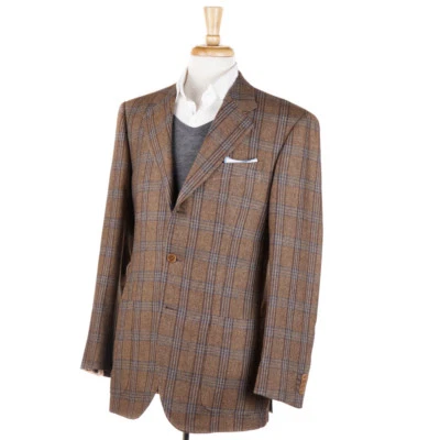 NUEVO CON ETIQUETAS $1050 ABRIGO DEPORTIVO LUIGI BIANCHI color tostado a cuadros tela Zegna lana-cachemira 40 R Foto 1 de 4