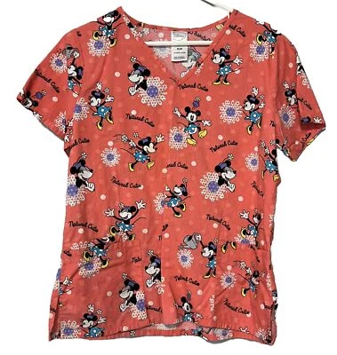 Blusa Médica Disney Minnie Mouse Natural Cutie Rosa Coral Mujer Talla Mediana Pullover Foto 1 de 4