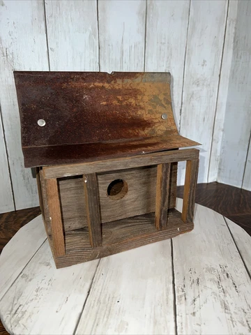 Antique Old Hand Made Wooden Bird House Primitive Garden Cover