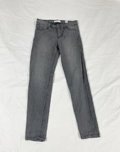 Zara Kids Girl Gray Striped Skinny Denim Jeans Size 13-14 Years - Picture 1 of 9