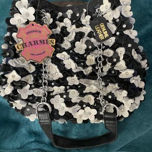 Genuine Leather & Rhinestone Charmes Los Angeles Embellished Handbag - Picture 1 of 8