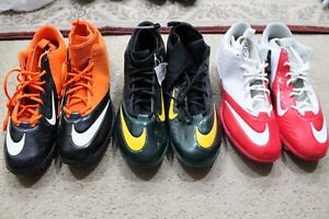 lot of size 18 nike cleats (orange/black, green/yellow, white/red) free shipping