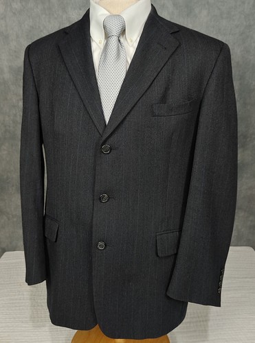 Giacca blazer vintage Burberry London classica lana nero blu gessato taglia 42R