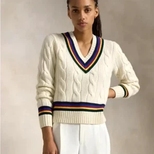 $398 New Polo Ralph Lauren Striped Cable-knit Wool & Cashmere Sweater. Size L - Picture 1 of 9