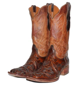 Botas de Vaquero Black Jack Tooled a Mano 184, Nueva Incrustación Estrella, Marrón Oscuro Damas 10B - Imagen 1 de 9