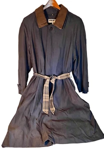 RFT By Rainforest Navy Trench Coat W Removable Wool Plaid Lining Size 38S - Picture 1 of 16