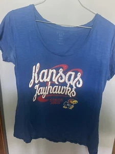 Blue 84 Kansas Jayhawks V-Neck T-Shirt, Women's Large - Picture 1 of 2