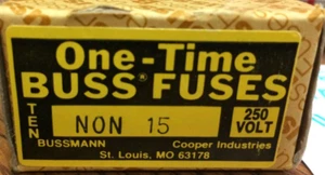 ONE-TIME BUSS FUSES NON 15 NON-15 NON15 250 VOLTS or LESS *AtOf316 - Picture 1 of 3