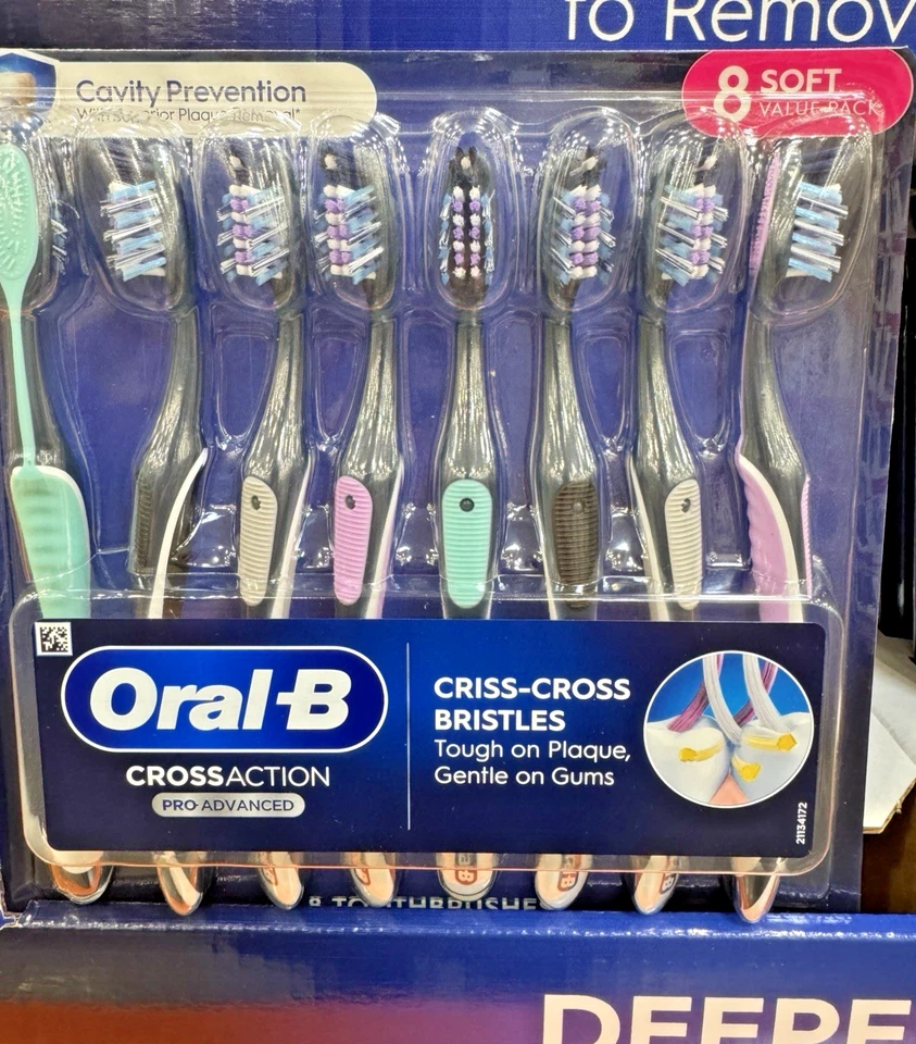 Oral-B Cross Action Advanced Toothbrush With Bacteria Guard Bristles 8 PC Medium
