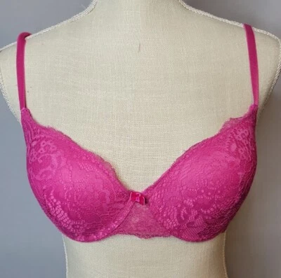 Black Fuchsia By Secret Lace Underwire Laced Floral Bra Color Rose Free Shipping - Image 1 of 4