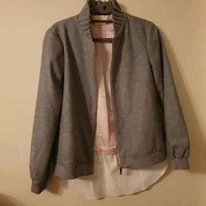 Ted Baker Jacket Size 10 2 8 Women Zip Grey Long Sleeves Ladies Top Shirt Insert - Picture 1 of 14