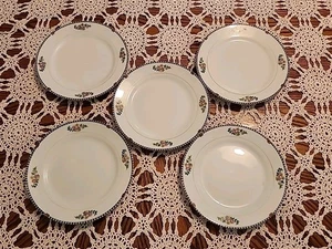 ANTIGUO JUEGO DE 5 PLATOS DE ENSALADA NORITAKE SHERIDAN. CIRCA 1921. ART DECO. - Imagen 1 de 8