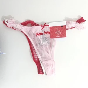Primark ladies 3 x sheer frilly thongs Hello Kitty thong knickers - Picture 1 of 4
