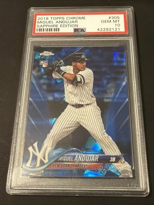 2018 Topps Chrome Sapphire Edition - Miguel Andujar #305 (RC). PSA 10 - Image 1 of 2