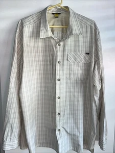 Eddie Bauer Travex Shirt Mens XXL Beige Plaid Long Sleeve Button Up Outdoor - Picture 1 of 9