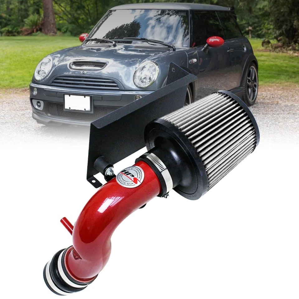 Kit de admisión de aire HPS Shortram rojo + protector térmico con filtro para 02-07 Mini Cooper Foto 1 de 3
