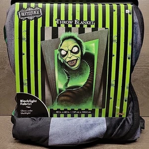 Beetlejuice Movie Throw Blanket 50x60 Glows Under Blacklight Fabric Worm Snake - Picture 1 of 5