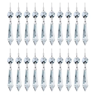 Lámpara de araña transparente 20 piezas 55 mm cristal de hielo prismas decoración Foto 1 de 4