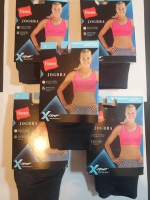 5 Hanes Sports Bra Seamless Wirefree Small Xtemp Black - Image 1 of 2