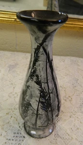 Vintage Marie Devlin Pottery Charcoal Black 6" Vase - Signed! - Picture 1 of 5