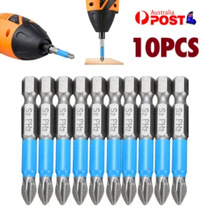 Anti Slip Electric Hex Shank Magnetic 50mm PH2 Cross Head Screwdriver Bits 10PCS - Picture 1 of 9