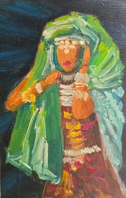 Frauenportrait Ölmalerei 10x15 cm Moderne Kunst Ölgemälde auf Leinwandgewebe - Bild 1 von 4