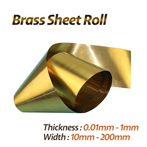 1 Meter 0.01mm - 1mm Thin Brass Sheet Foil Belt Arts + Craft Model Train Metal - Picture 1 of 5