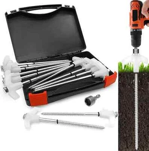 12 Pack Tent Stakes Heavy Duty - 8" Ground Anchors Screw in - Camping Stakes wit - Picture 1 of 8