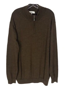 Suéter Turnbury Para Hombre Extra Fino Lana Merino Cuarto Cremallera Marrón Talla 3XT Alto - Imagen 1 de 7