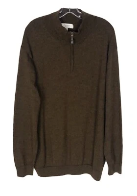 Suéter Turnbury Para Hombre Extra Fino Lana Merino Cuarto Cremallera Marrón Talla 3XT Alto Foto 1 de 4