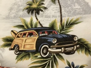 VTG OOAK BABY BLANKET SURFER WOODY'S PALM TREES & SUPER SOFT PLUSH BACK SIDE USA - Picture 1 of 9