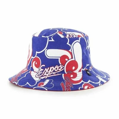 Montreal Expos MLB All Over Logos Bucket Floppy Hat Cap Pool Beach Sun Mens OSFA - Image 1 of 3