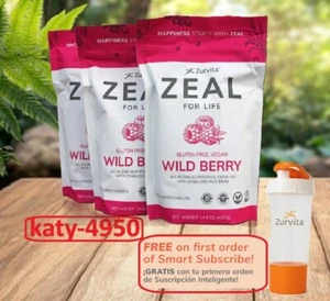 Zurvita Zeal 2 - Pack Bundle – 60 Servings, Wild Berry - Gluten Free - Picture 1 of 3