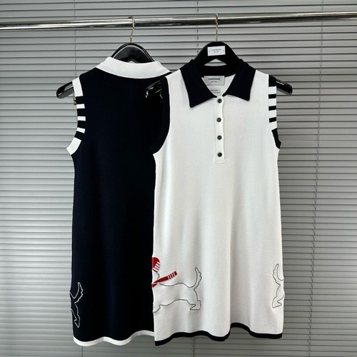 Abito donna Thom Browne monopetto in maglia a contrasto