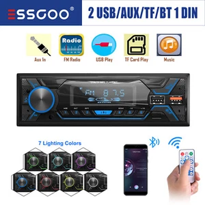 Radio de coche con manos libres FM Bluetooth mando a distancia 1 DIN USB AUX TF - Imagen 1 de 13