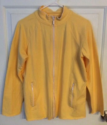 Moletom branco veado manga longa amarelo zíper completo bolsos com zíper tamanho M (8-10) - Imagem 1 de 3