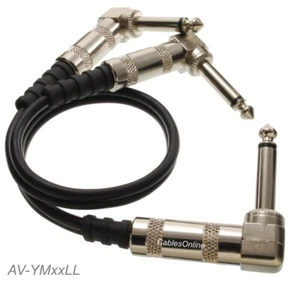 1/4" TS Mono Plug to Dual 1/4" TS Mono Plugs Right-Angle Audio Splitter Cable - Picture 1 of 3