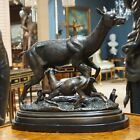 Bronze Female deer with baby Statue on Marble base