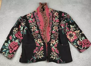 Vintage It’s In The Bag Decke Jacke M/L Blumen Concho Quasten vorne offen - Bild 1 von 13