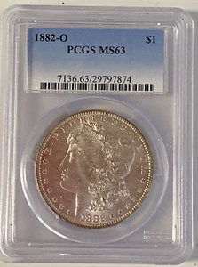 1882 O $1 Morgan Silver Dollar. 90% Silver. PCGS MS63 KM#110 - Picture 1 of 10