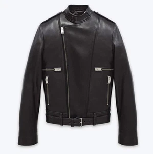 SAINT LAURENT L02 Belted Motocross Biker Moto Leather Jacket Size 56 XL - $5,350 - Picture 1 of 13