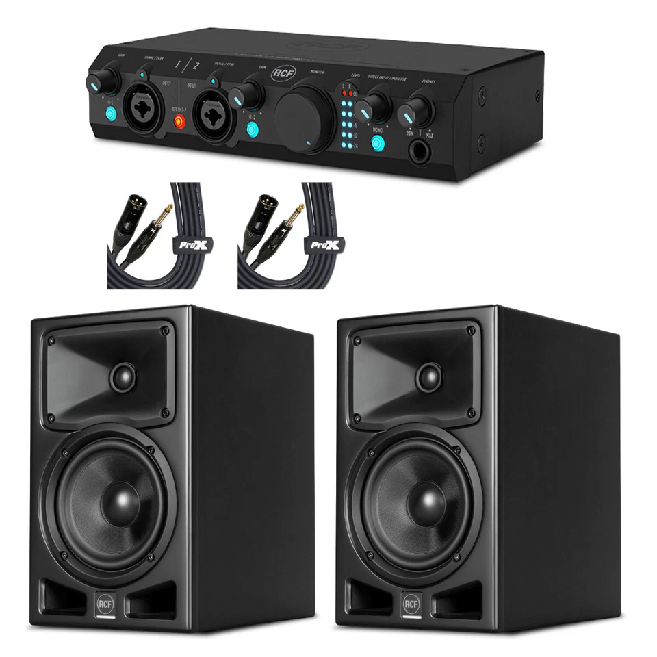 2x RCF AYRA PRO6 6.5" Active Studio Monitor w/ RCF TRK PRO2 USB Audio Interface - Image 1 of 4