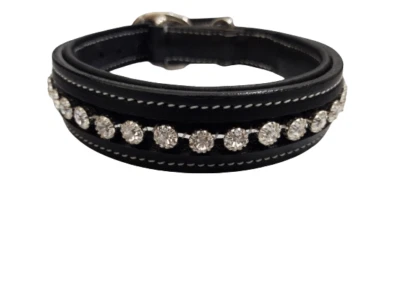 Dog Collar Crystal Rhinestone Genuine Leather Crystal. - Image 1 of 4