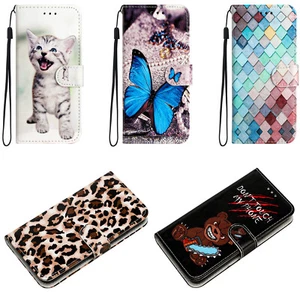 For Motorola G62 G50 E22 Painted Pattern PU Leather Flip Wallet Case Phone Cover - Picture 1 of 22