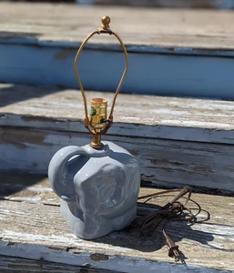 VTG Art Deco Ceramic Glazed Blue Elephant Table Lamp Cube Light Desk Nursery - Picture 1 of 17