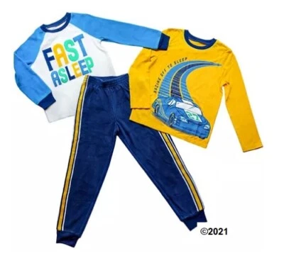 Conjunto de pijama polar Members Mark Youth Boys de 3 piezas "Fast Asleep" para coche de carreras talla 7 Foto 1 de 4