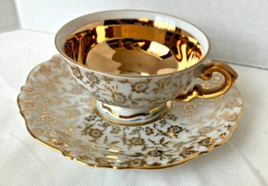 Tassen & Untertassen Demitasse Gold Blumen und Gold Interieur Mitterteich Bavaria - Bild 1 von 6