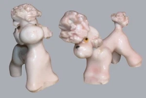 Small Pink Poodle Figurines set of two Puppy Dogs Vintage - Picture 1 of 13